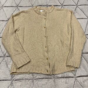 National Women’s Sz M Cream Button Down Cardigan Acrylic Knit Preppy